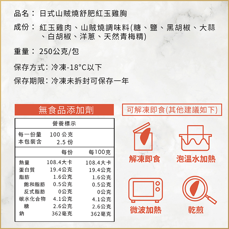 調理包賣場圖_調理包內容_日式山賊燒舒肥紅玉雞胸_內容03_無辣椒粉